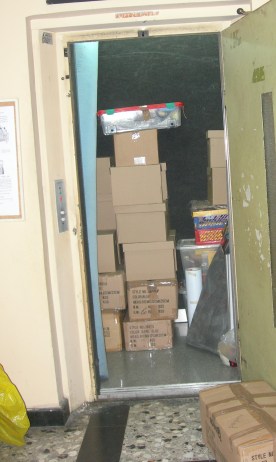 moving boxes in elevator